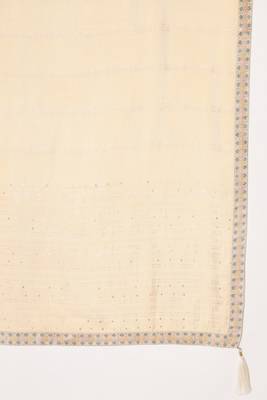Cream Woven Silk Blend  Kurta pant  with Dupatta Set 6