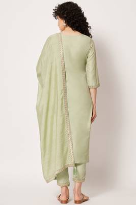 Pista Woven Silk Blend  Kurta pant  with Dupatta Set 2