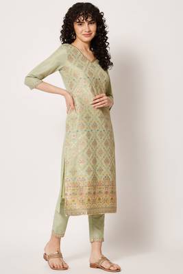 Pista Woven Silk Blend  Kurta pant  with Dupatta Set 3