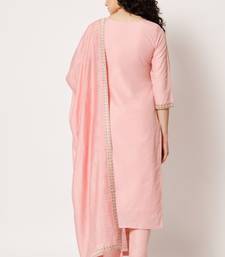 Pink Woven Silk Blend Women's Kurta, Pyjama & Dupatta Set