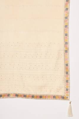 Cream Woven Silk Blend  Kurta pant  with Dupatta Set 6