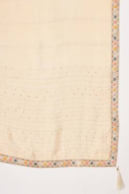 Cream Woven Silk Blend  Kurta pant  with Dupatta Set 6