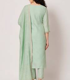 Sea Green Woven Silk Blend Women's Kurta, Pyjama & Dupatta Set