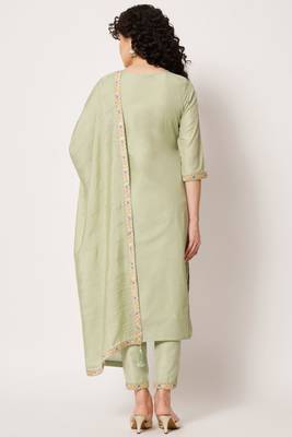 Pista Woven Silk Blend  Kurta pant  with Dupatta Set 1