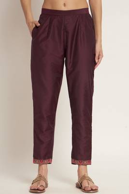 Dark Wine Woven Silk Blend Women's Kurta, Pyjama & Dupatta Set 5
