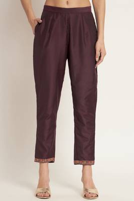Dark Wine Woven Silk Blend Women's Kurta, Pyjama & Dupatta Set 5
