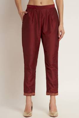 Dark Maroon Woven Silk Blend  Kurta pant  with Dupatta Set 5