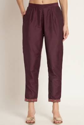 Dark Wine Woven Silk Blend  Kurta pant  with Dupatta Set 5