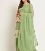 Pista Embroidered Georgette Women's Kurta and Sharara Set