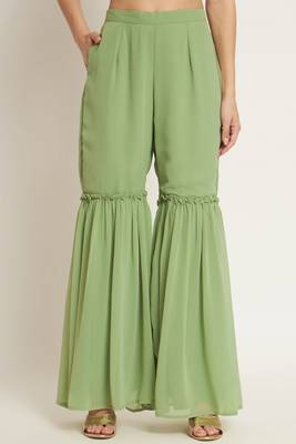 Pista Embroidered Georgette  Kurta pant and Sharara Set 5
