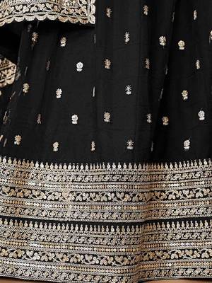 black sequence embroidered net lehenga set choli with dupatta 6