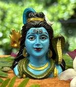 Chaque Decor Half Blue Handicraft Polyresin Hand Printed Shiv Ji Murti Lord Shiva Statue For Pooja Room - 2.5 Inches