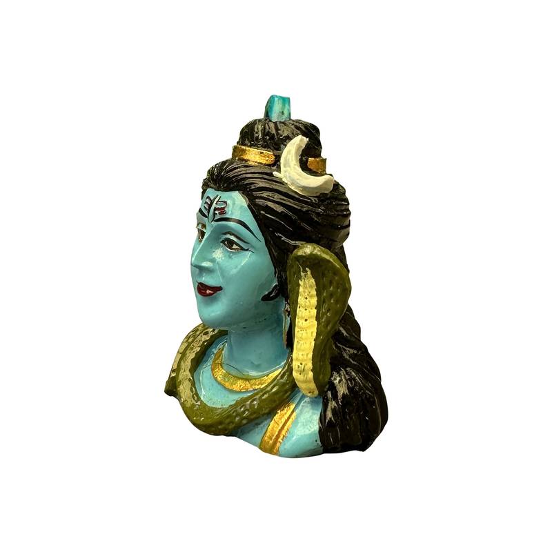 Chaque Decor Half Blue Handicraft Polyresin Hand Printed Shiv Ji Murti Lord Shiva Statue For Pooja Room - 2.5 Inches