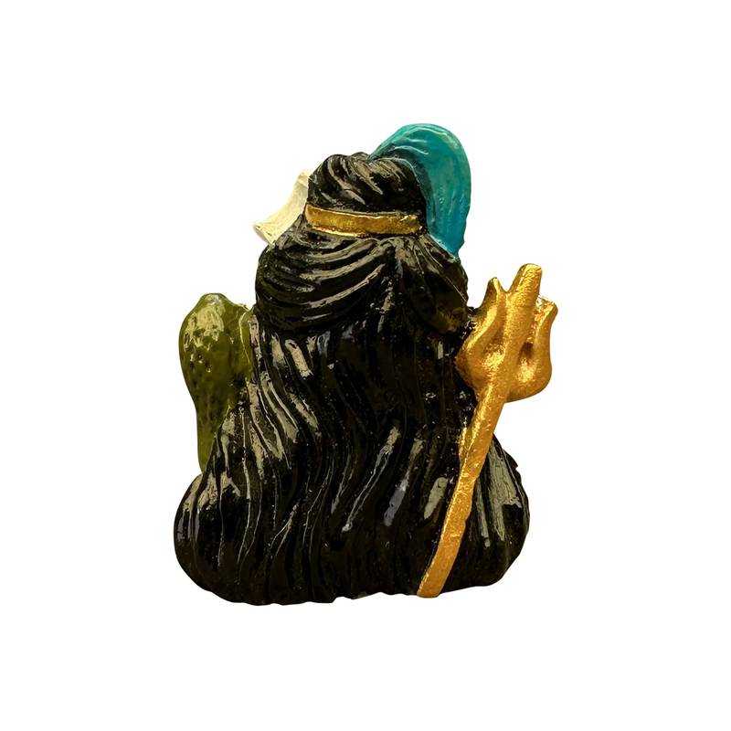 Chaque Decor Half Blue Handicraft Polyresin Hand Printed Shiv Ji Murti Lord Shiva Statue For Pooja Room - 2.5 Inches