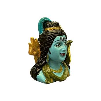 Chaque Decor Half Blue Handicraft Polyresin Hand Printed Shiv Ji Murti Lord Shiva Statue For Pooja Room - 2.5 Inches 5