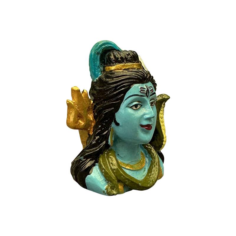 Chaque Decor Half Blue Handicraft Polyresin Hand Printed Shiv Ji Murti Lord Shiva Statue For Pooja Room - 2.5 Inches