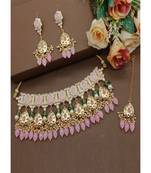 Gold plated traditional kundan pearl choker jewellery set for women