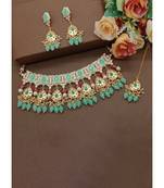 Gold plated traditional kundan pearl choker jewellery set for women