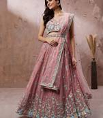 Coral Pure Georgette Sequins with heavy Zarkan embroidery Semi-Stitched Lehenga choli & Dupatta