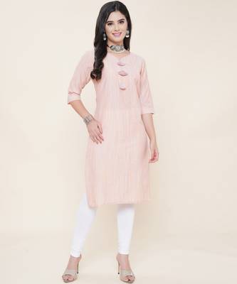 Anushil cotton dobby woven design sweetheart neck elbow sleeves knee length kurta for women's and girl's 5