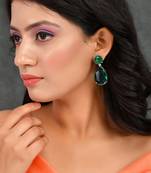 Faux emerald teardrop earrings