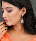 Silver plated ad jhumki earrings