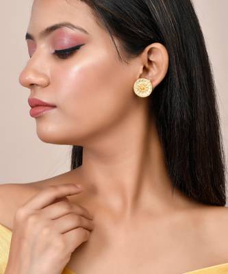 Hancrafted gold plated circular stud earrings 1