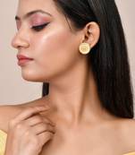 Hancrafted gold plated circular stud earrings