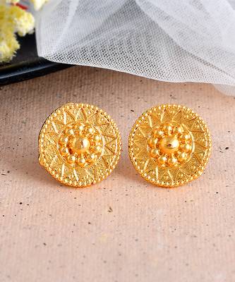 Hancrafted gold plated circular stud earrings 2