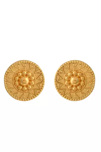 Hancrafted gold plated circular stud earrings