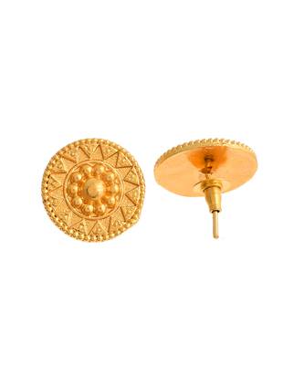 Hancrafted gold plated circular stud earrings 4