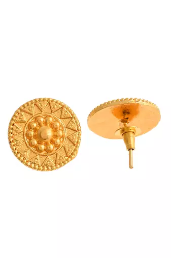 Hancrafted gold plated circular stud earrings