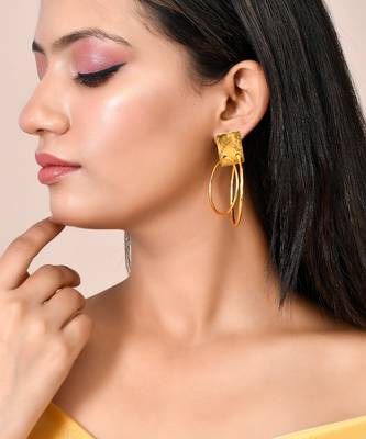 Gold plated circular western hoop earrings 1