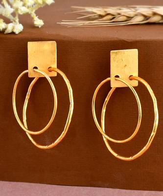 Gold plated circular western hoop earrings 2