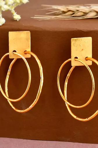 Gold plated circular western hoop earrings