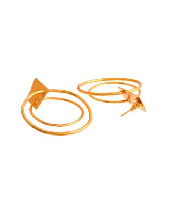 Gold plated circular western hoop earrings 4