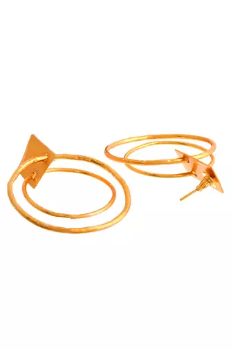 Gold plated circular western hoop earrings