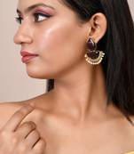 Traditional pearl chandbali earrings