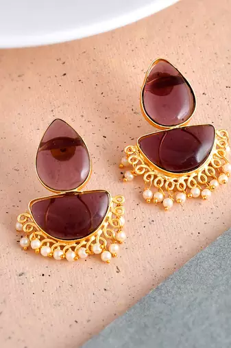 Traditional pearl chandbali earrings