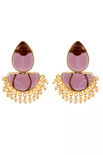 Traditional pearl chandbali earrings