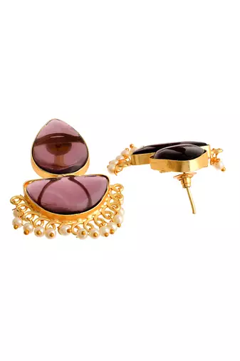 Traditional pearl chandbali earrings