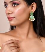 Green stone chandbali earrings