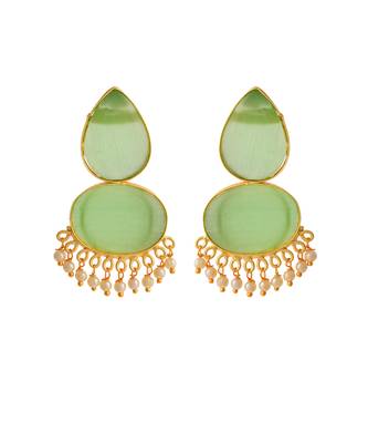 Green stone chandbali earrings 3