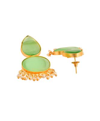 Green stone chandbali earrings 4