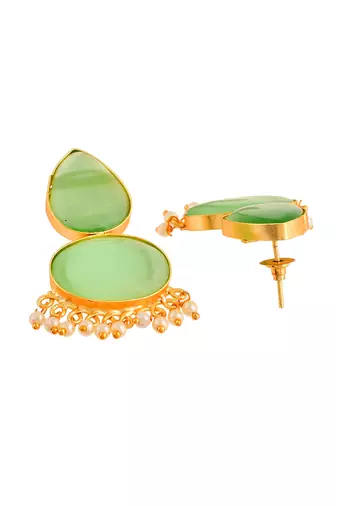 Green stone chandbali earrings