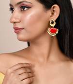 Red stone traditional chandbali earrings