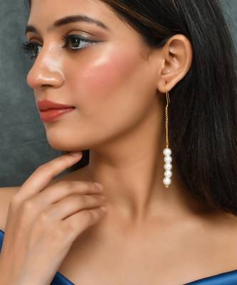 Western long pearl chain earrings for women 1