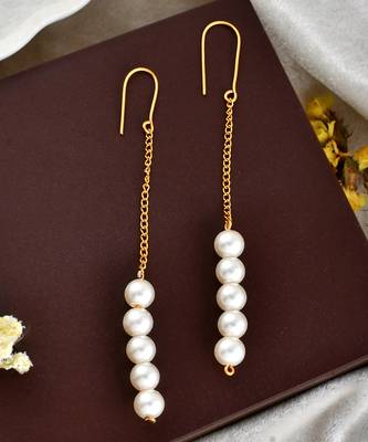 Western long pearl chain earrings for women 2