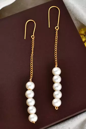 Western long pearl chain earrings for women