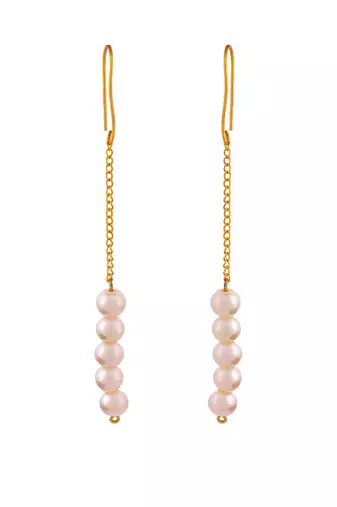 Western long pearl chain earrings for women